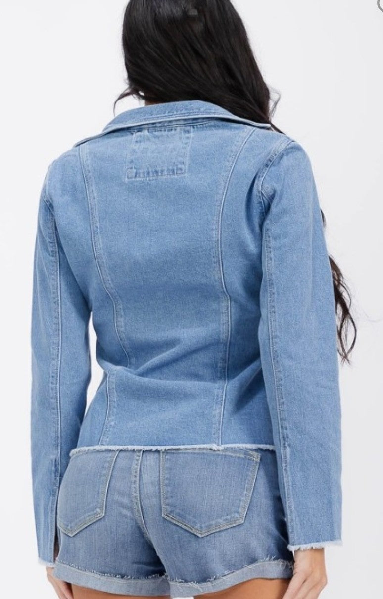 Denim ribbon jacket