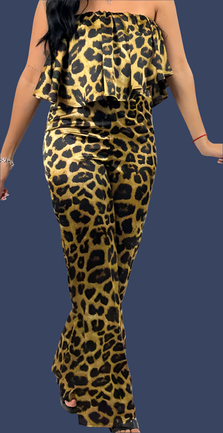 Animal Print Jumpsuit (strapless)