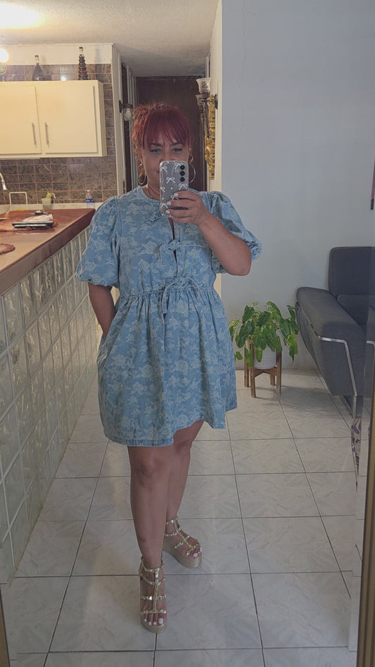 Flower denim dress
