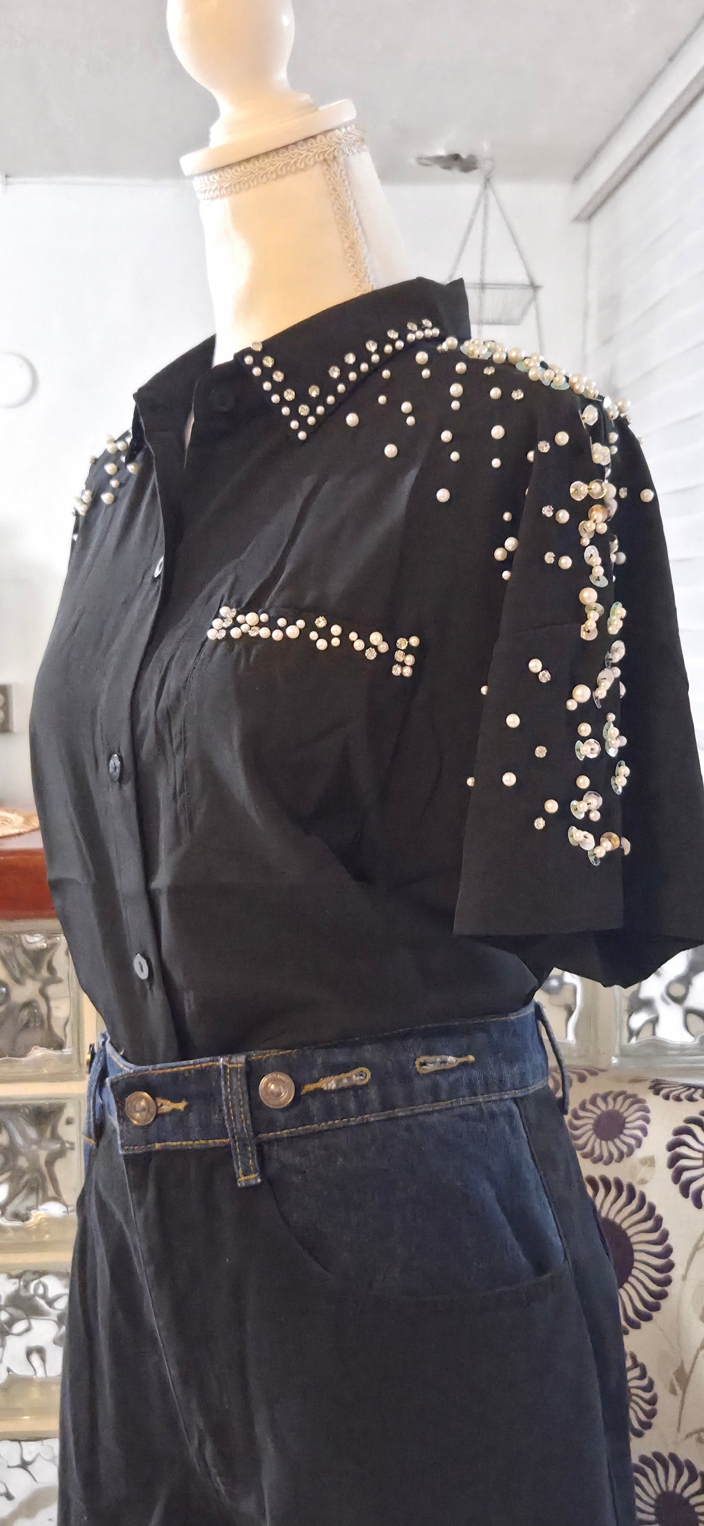 Rhinestone & Pearl Top