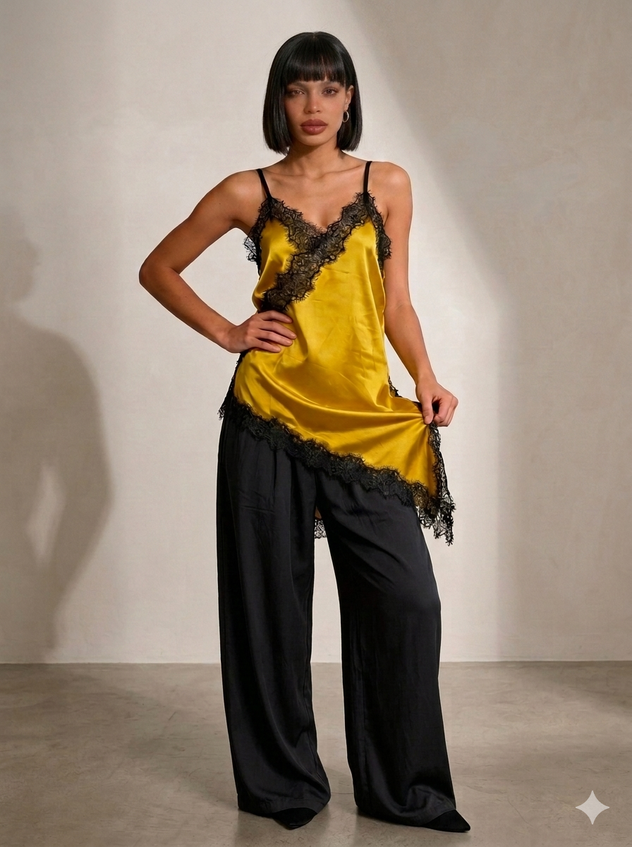 Yellow lace top