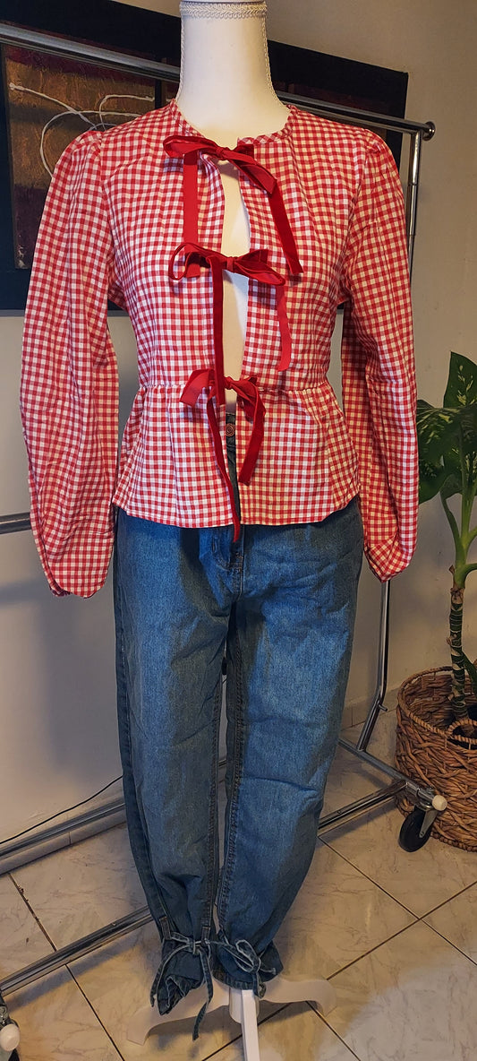 Camisa manga larga de lazos