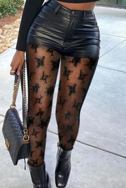 Pantalón leggins con transparencia área frontal